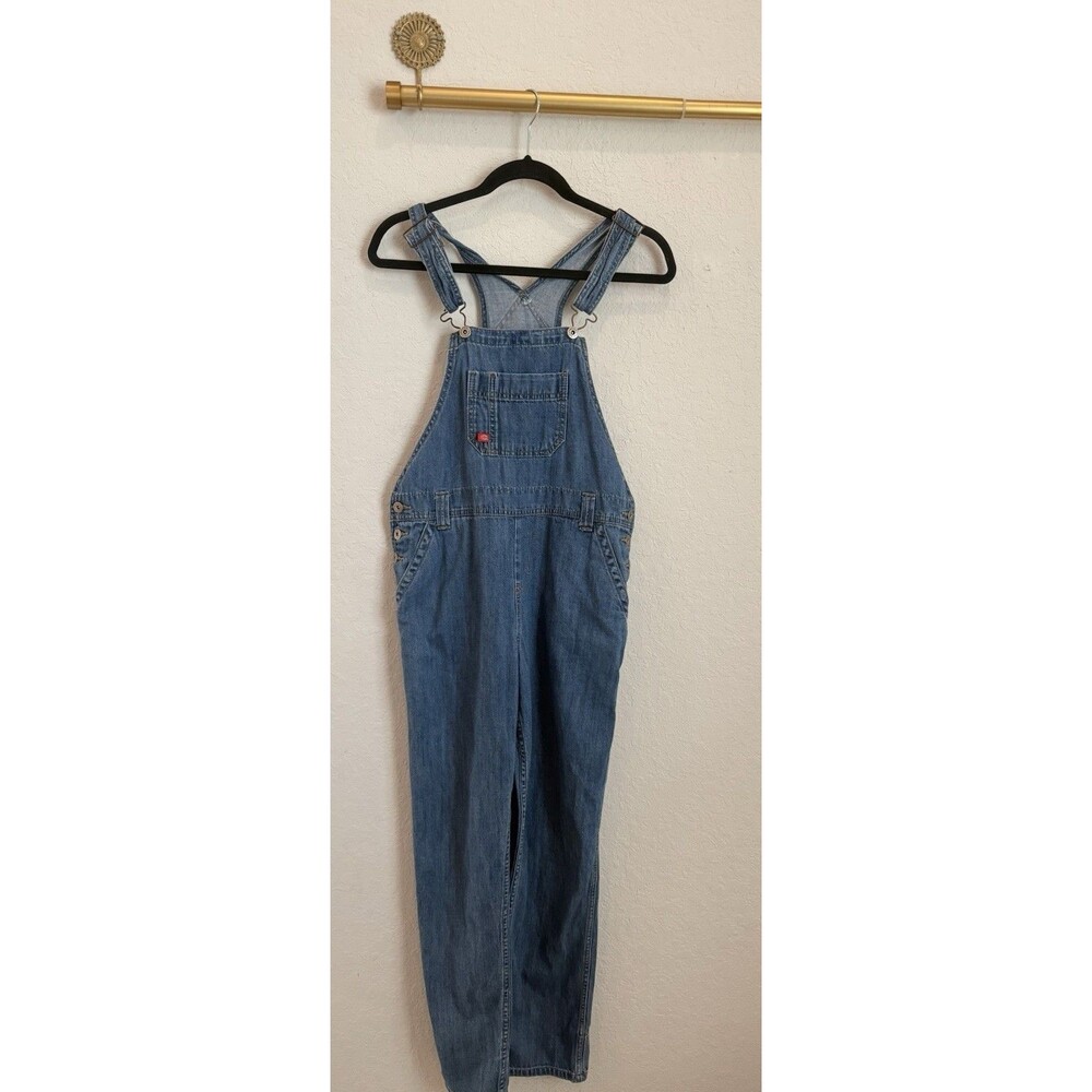 Dickies Womens S Blue Denim Cotton Bib Overalls Jumpsuit Sleeveless Pockets y2k